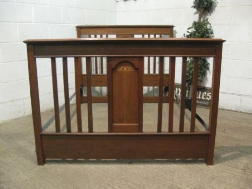fig 1. QUALITY ANTIQUE ART NOUVEAI INLAID OAK DOUBLE BEDSTEAD C1890  EWJM60/7.5