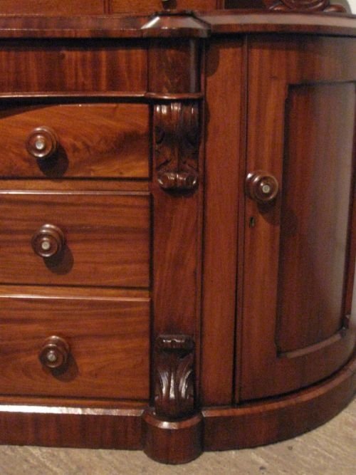 fig 1. SUPERB LARGE ANTIQUE VICTORIAN MAHOGANY BOW FRONTED CHIFFONIER SIDEBOARD C1860 WDB220/12.5