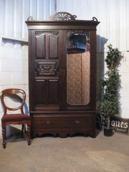 Lovely Antique Art Nouveau Mahogany Wardrobe Armoire C1890 Wdb85/12.5