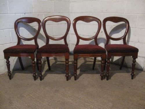 Set Four Antique Mahogany Balloon Back Dining Chairs C1880 Wdb130/12.5