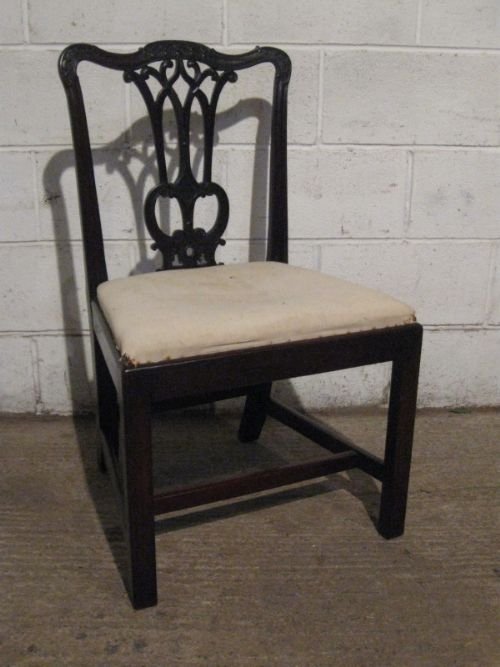 Antique Georgian Chippendale Mahogany Side Hall Chair C1780 Wdb55/18.5