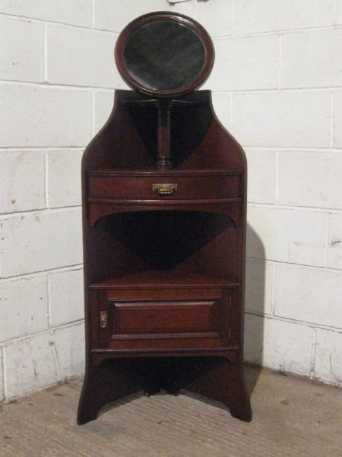 Lovely Antique Edwardian Mahogany Corner Washstand with Mirror C1900 Wdb100/18.5