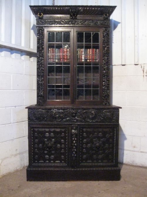 Superb Large Antique Victorian Carved Gothic Oak Library Bookcase C1860 Wprv4793/19.5