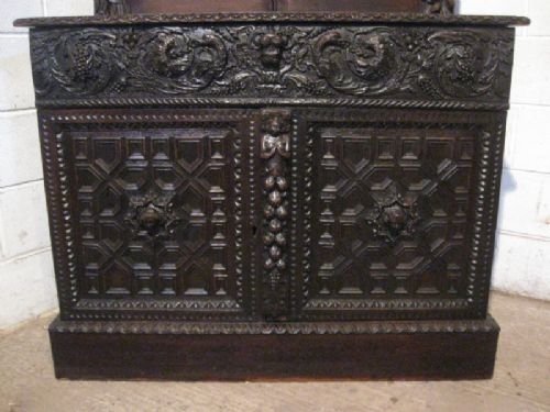 fig 1. SUPERB LARGE ANTIQUE VICTORIAN CARVED GOTHIC OAK LIBRARY BOOKCASE C1860 WPRV4793/19.5