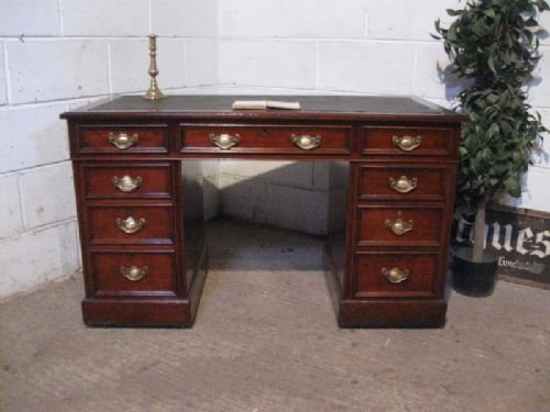 Antique Victorian Mahogany Pedastal Kneehole Desk C1880 Wdb140/19.5