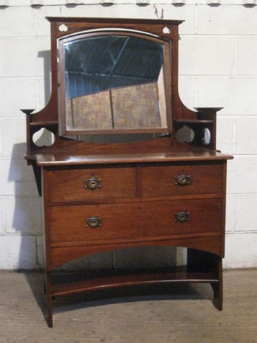 Antique Mahogany Arts & Crafts Dressing Table Chest C1890 Wdb75/19.5