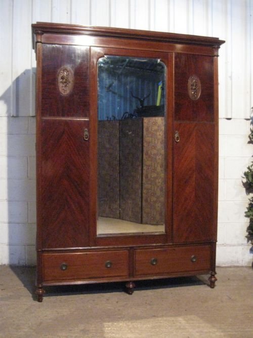 Quality Antique Edwardian Mahogany Double Wardrobe Compactum C1900 Wdb4728/19.5