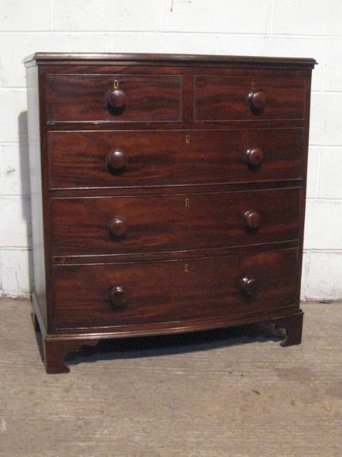 Antique Regency Cuban Mahogany Bow Front Chest of Drawers C1800 Wdb170/25.5