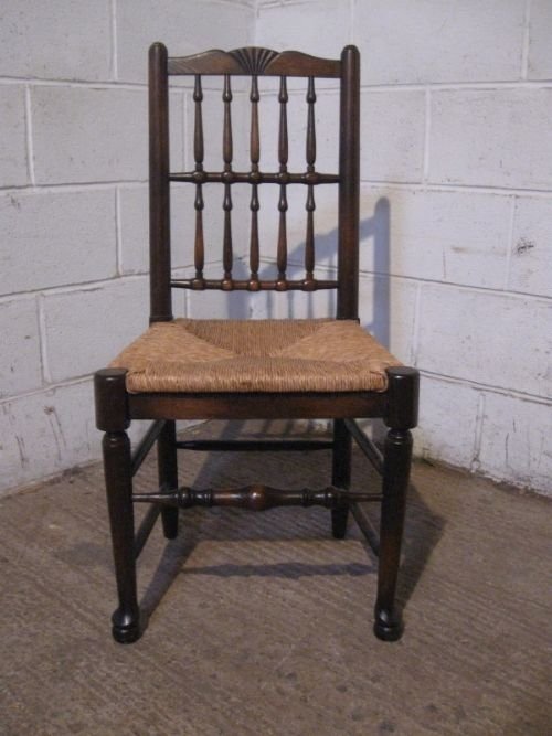 fig 1. SET SIX ANTIQUE COUNTRY OAK LANCASHIRE SPINDLE BACK DINING CHAIRS C1920 WDB200/25.5