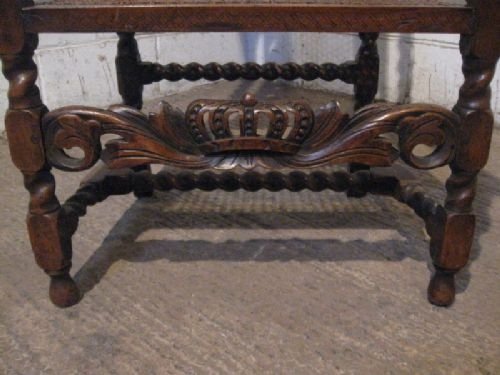 fig 1. ANTIQUE CHARLES 11 CARVED ELM YORKSHIRE ARMCHAIR WITH CROWN C1660 WDB155/25.5