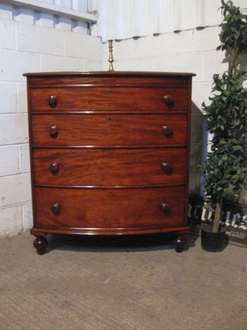 Antique William 1v Mahogany Bow Front Chest of Drawers C1820 Wdb4628/25.5
