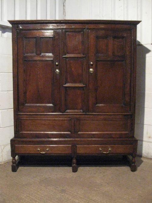 fig 1. ANTIQUE GEORGIAN COUNTRY OAK PEG JOINED WARDROBE TACK CUPBOARD C1740 WDB420/1.6