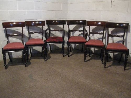 Lovely Set Six Antique William 1v Cuban Mahogany Dining Chairs -Two Carvers & Four Chairs C1820 Wdb300/17.6