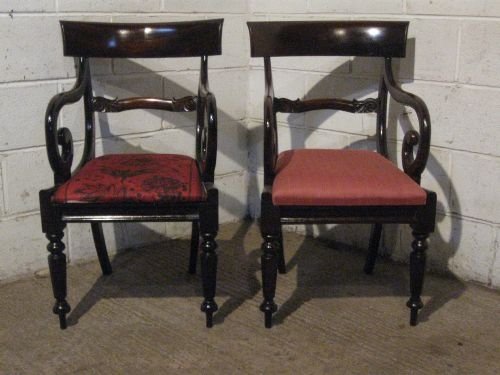 fig 1. LOVELY SET SIX ANTIQUE WILLIAM 1V CUBAN MAHOGANY DINING CHAIRS -TWO CARVERS & FOUR CHAIRS C1820 WDB300/17.6