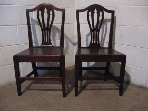 Pair Antique Georgian Mahogany Side Hall Chairs C1780 Wdb4829/17.6