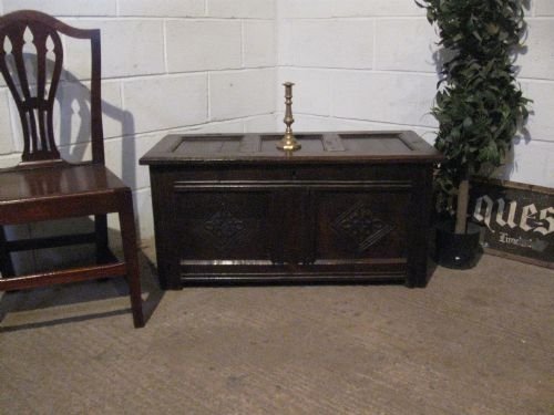 fig 1. ANTIQUE JAMES 11 SMALL COUNTRY OAK COFFER CHEST C1680 WDB230/22.6