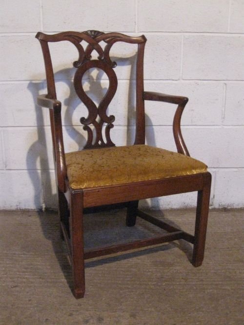 Antique Georgian Chippendale Oak Elbow Desk Chair C1780 Wdb4638/22.6