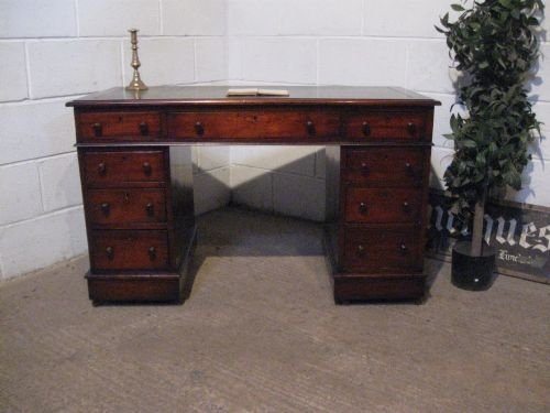 Antique Victorian Mahogany Twin Pedastal Kneehole Desk C1880 Wdb4868/22.6