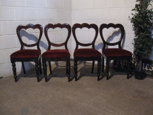 Antique Set Four Quality Mahogany Victorian Spoon Back Dining Chairs C1860 Wdb150/5.7