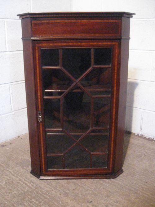 Antique Edwardian Inlaid Mahogany Astragal Glazed Corner Cabinet C1900 Wdb4812/5.7