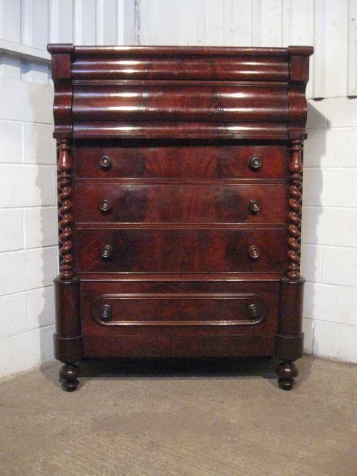 Large Antique Victorian Flamed Mahogany Chest of Drawers C1860 Wdb4331/6.7