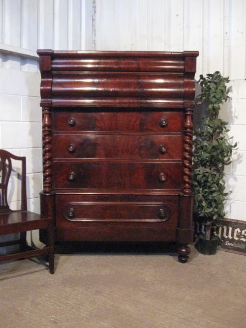 fig 1. LARGE ANTIQUE VICTORIAN FLAMED MAHOGANY CHEST OF DRAWERS C1860 WDB4331/6.7