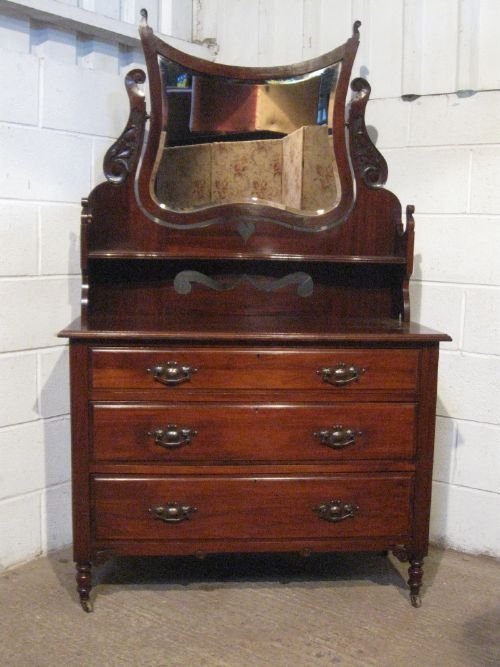 Antique Art Nouveau Mahogany Dressing Table Chest C1890 Wdb4919/7.7