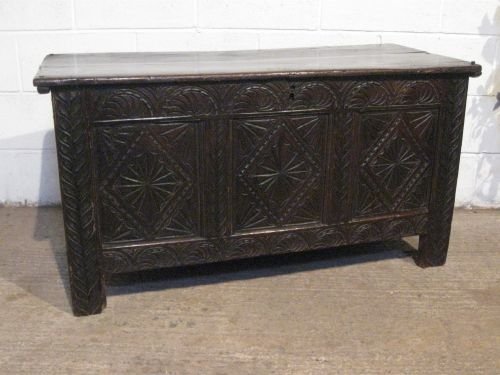 Antique James 11 Carved & Joined Oak Coffer Chest C1680 Wdb4931/7.7 Yorkshire/lakes Origin