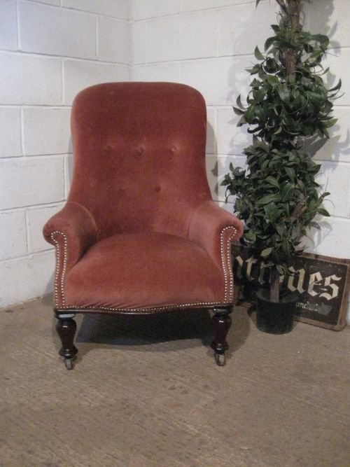 fig 1. ANTIQUE VICTORIAN HIGH BACK TUB ARMCHAIR C1860 WDB4925/7.7