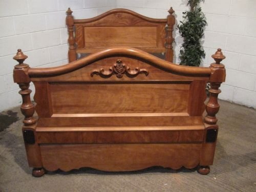 Antique Victorian Satin Walnut Queen Side Bedstead C1880 Wdb4889/7.7