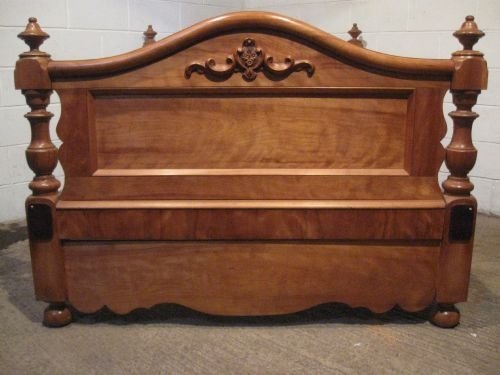 fig 1. ANTIQUE VICTORIAN SATIN WALNUT QUEEN SIDE BEDSTEAD C1880 WDB4889/7.7
