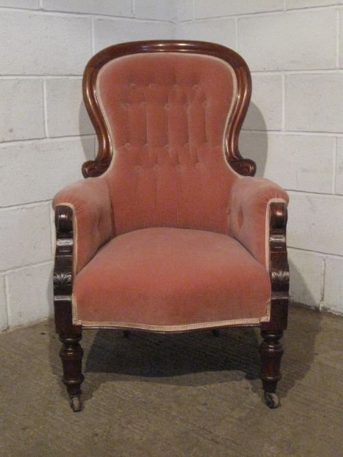 fig 1. ANTIQUE VICTORIAN MAHOGANY SPOON BACK SALON ARMCHAIR C1880 WDB4947/12.7