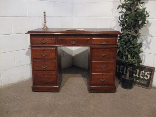 Antique Victorian Oak Twin Pedastal Kneehole Desk with Secret Drawer C1880 Wdb140/12.7