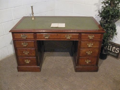 Antique Victorian Oak Twin Pedastal Kneehole Desk C1880 Wdb150/12.7