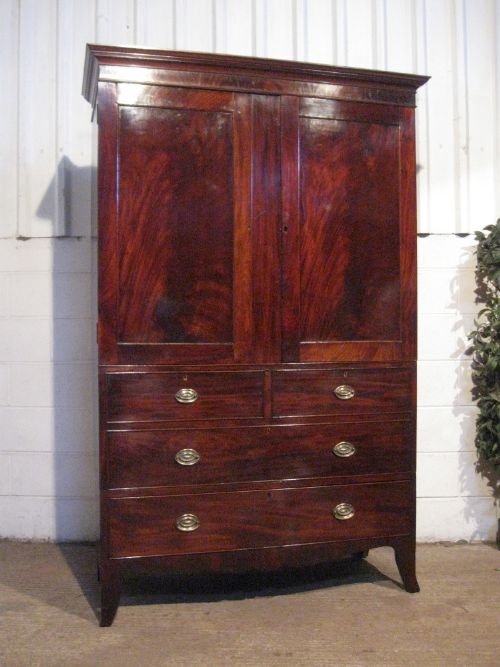 Antique Regency Flamed Mahogany Campaign Wardrobe Armoire C1800 Wdb240/22.7