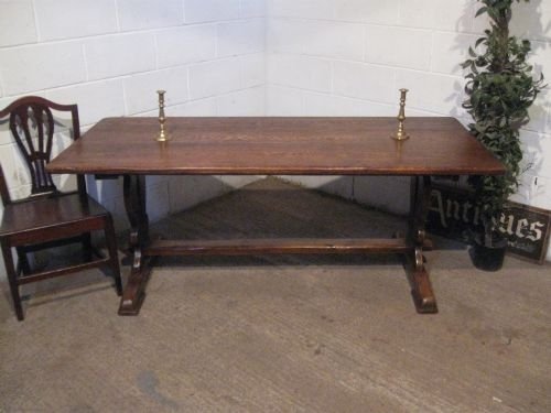 Antique Edwardian Solid Oak Refectory Dining Table C1900 Seats 8-10 Wdb130/22.7
