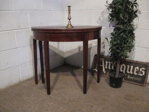 Antique Georgian Mahogany Demi Lune Fold Over Table C1780 Wdb4936/27.7