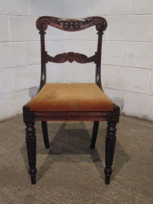 fig 1. LOVELY PAIR ANTIQUE WILLIAM 1V CARVED ROSEWOOD SIDE HALL CHAIRS C1820 WDB4989/1.9