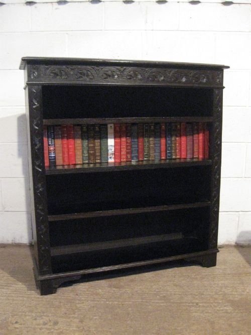 Antique Victorian Carved Gothic Oak Open Bookcase C1880 Wdb4961/1.9