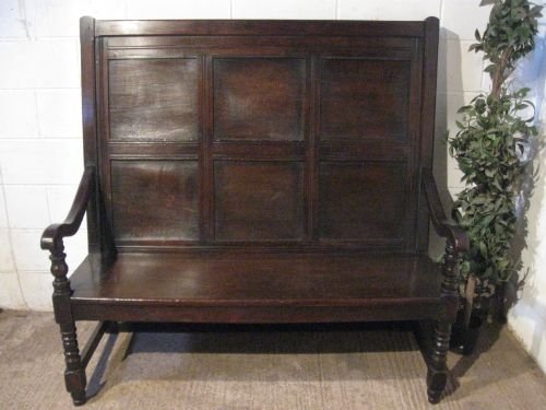 Antique Georgian High Panelled Back Country Oak Settle Peg Joined C1730 Wdb5022/1.9