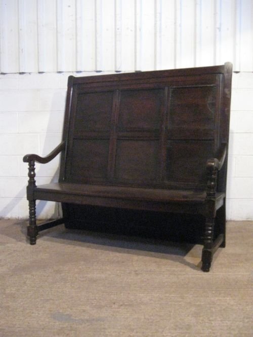fig 1. ANTIQUE GEORGIAN HIGH PANELLED BACK COUNTRY OAK SETTLE PEG JOINED C1730 WDB5022/1.9