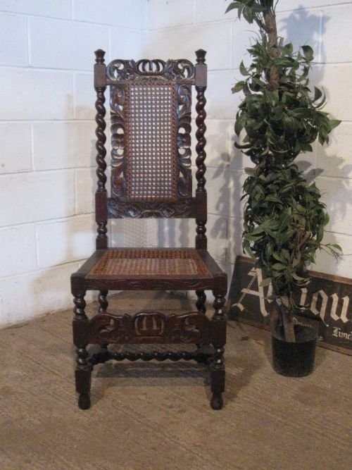 Antique Victorian High Backed Carved Oak Hall Side Chair C1850 Wdb5018/1.9