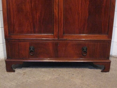 fig 1. ANTIQUE REGENCY MAHOGANY DOUBLE WARDROBE WITH BRASS GRILL PANELS C1800 WDB5006/7.9