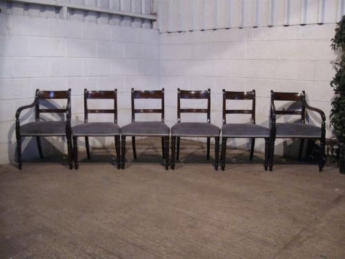 Set Six Antique Regency Cuban Mahogany Dining Chairs with Carvers C1800 Wdb5007/7.9