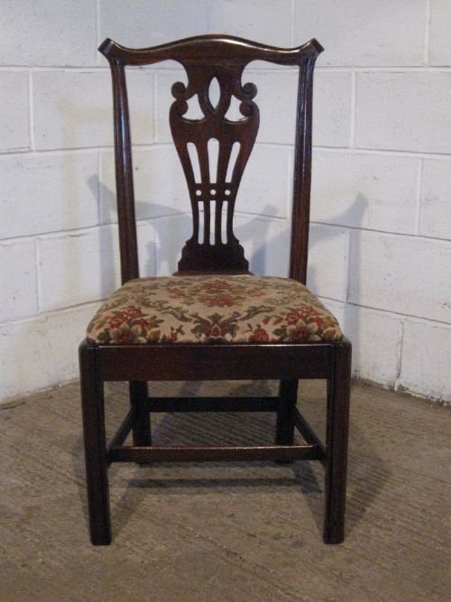 fig 1. ANTIQUE SET SIX GEORGIAN CHIPPENDALE MAHOGANY DINING CHAIRS C1780 WDB5008/7.9