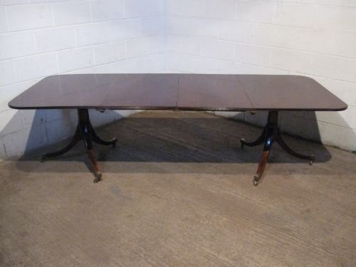 Antique Edwardian Quality Mahogany Twin Pedastal Extending Dining Table Regency Revival Seats 10-12 C1900 Wdb4981/7.9