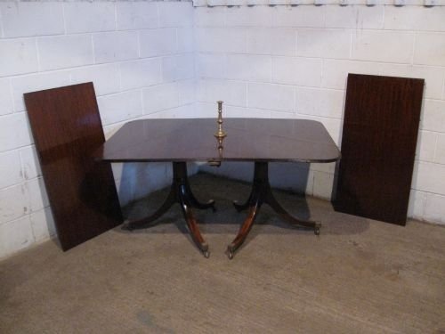fig 1. ANTIQUE EDWARDIAN QUALITY MAHOGANY TWIN PEDASTAL EXTENDING DINING TABLE REGENCY REVIVAL SEATS 10-12 C1900 WDB4981/7.9