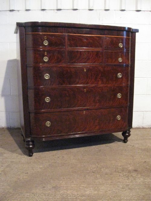 Antique William 1v Flamed Mahogany Bow Front Chest of Drawers C1820 Wdb5003/7.9
