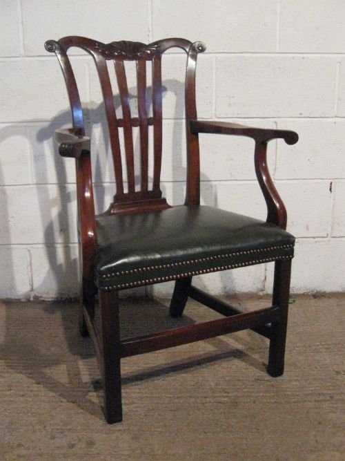 Antique Georgian Chippendale Mahogany Library Desk Arm Chair C1780 Wdb5011/7.9