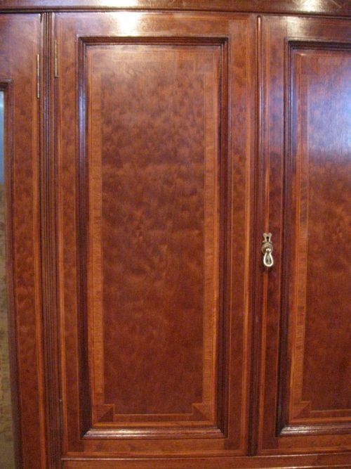 fig 1. ANTIQUE EDWARDIAN INLAID MAHOGANY TRIPLE WARDROBE COMPACTUM C1900  WDB4469/7.9